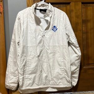 *White Pullover Quarter-zip Windbreaker with Duke Blue Devil Logo